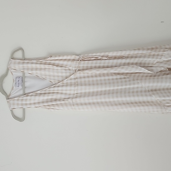 Charles Henry Gingham Ruffle Hem Wrap Sleeveless Midi Dress MP 21 - Picture 1 of 8